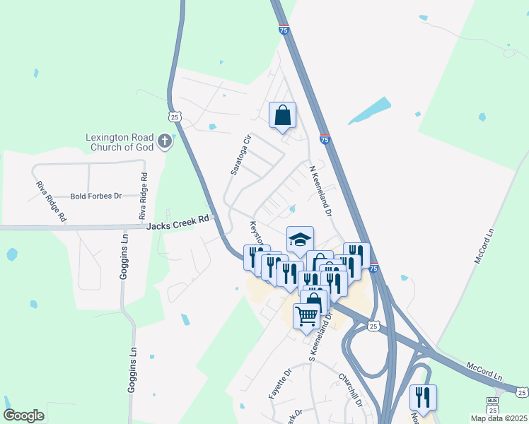 map of restaurants, bars, coffee shops, grocery stores, and more near 201 Keystone Drive in Richmond