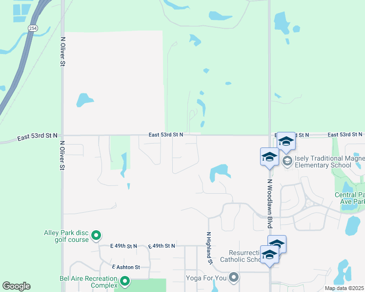 map of restaurants, bars, coffee shops, grocery stores, and more near 5650 East 53rd Street North in Kechi