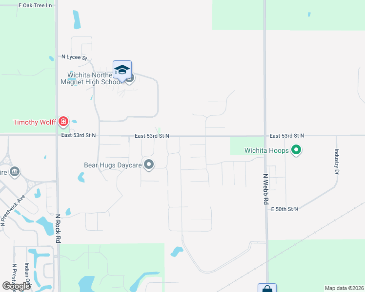 map of restaurants, bars, coffee shops, grocery stores, and more near 5340 North Cypress Drive in Bel Aire
