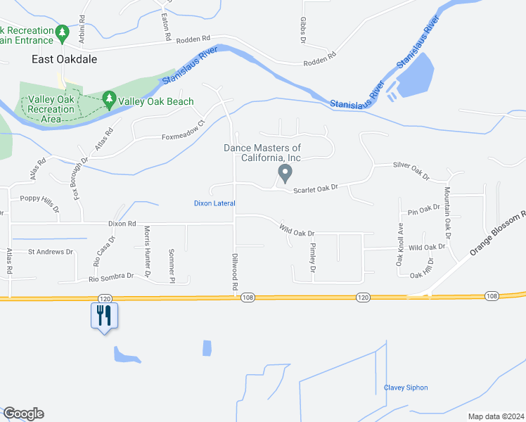 map of restaurants, bars, coffee shops, grocery stores, and more near 11009 Wild Oak Drive in Oakdale