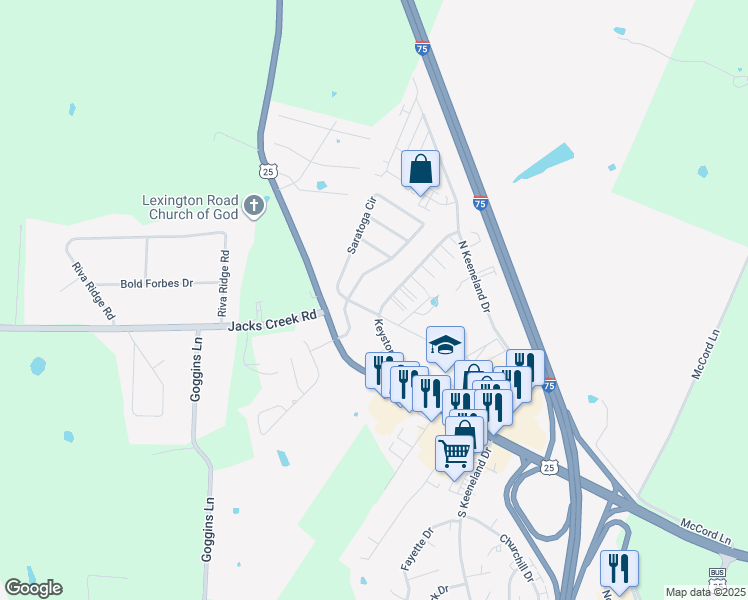 map of restaurants, bars, coffee shops, grocery stores, and more near 201 Keystone Drive in Richmond