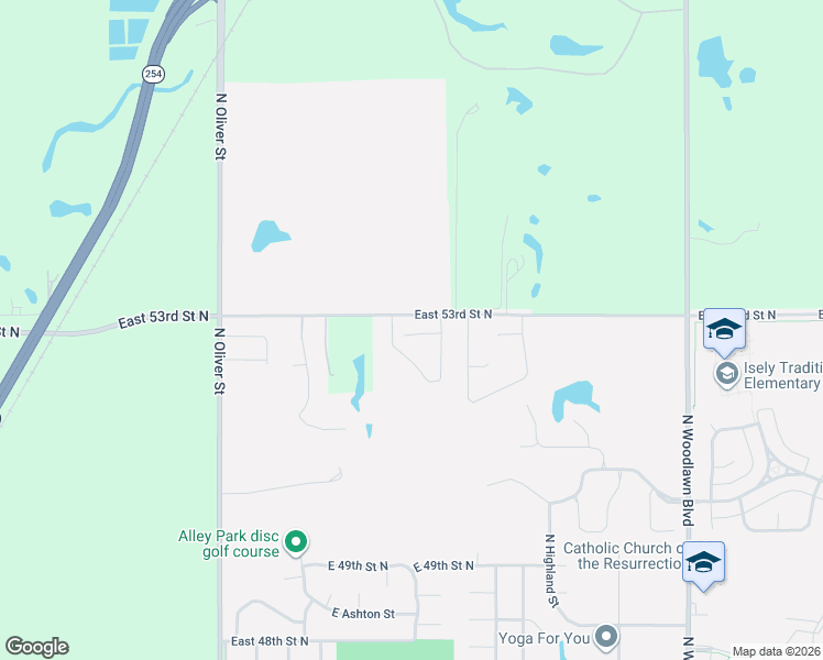 map of restaurants, bars, coffee shops, grocery stores, and more near 5140 East 53rd Street North in Kechi