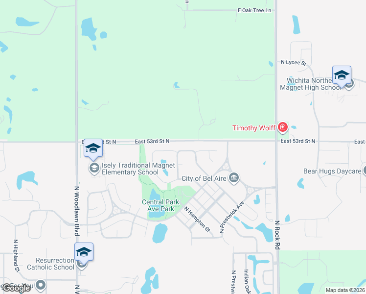 map of restaurants, bars, coffee shops, grocery stores, and more near Pheasant Ridge Street in Bel Aire