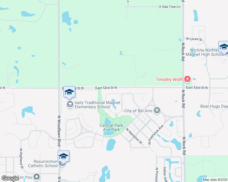 map of restaurants, bars, coffee shops, grocery stores, and more near Pheasant Ridge Street in Bel Aire