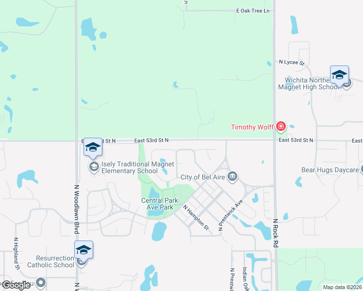 map of restaurants, bars, coffee shops, grocery stores, and more near Pheasant Ridge Street in Bel Aire