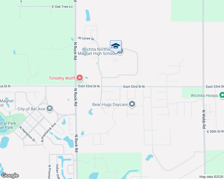 map of restaurants, bars, coffee shops, grocery stores, and more near 8498 Granite Court in Bel Aire