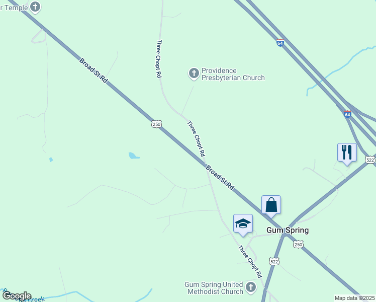 map of restaurants, bars, coffee shops, grocery stores, and more near 4151 Broad Street Road in Gum Spring
