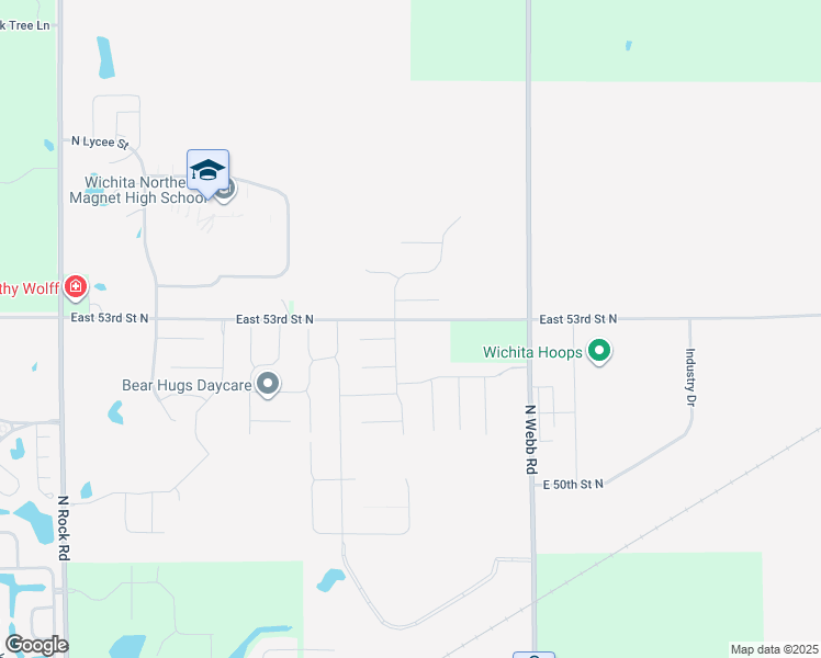 map of restaurants, bars, coffee shops, grocery stores, and more near 9115 East 53rd Street North in Bel Aire