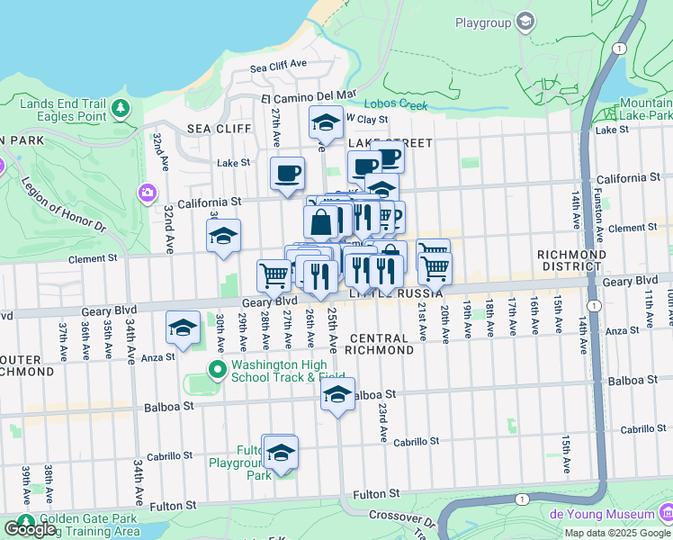 map of restaurants, bars, coffee shops, grocery stores, and more near in San Francisco