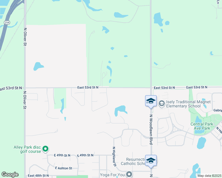 map of restaurants, bars, coffee shops, grocery stores, and more near 5859 East 53rd Street North in Bel Aire