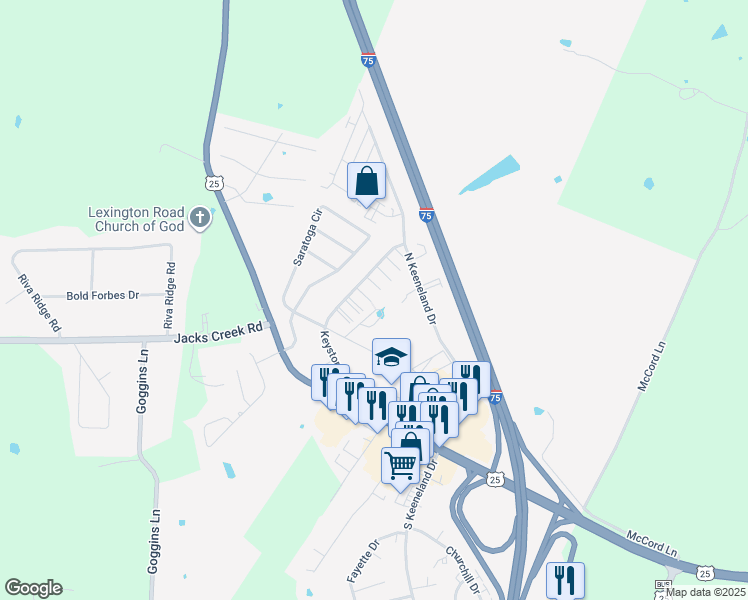 map of restaurants, bars, coffee shops, grocery stores, and more near 207 Keystone Drive in Richmond