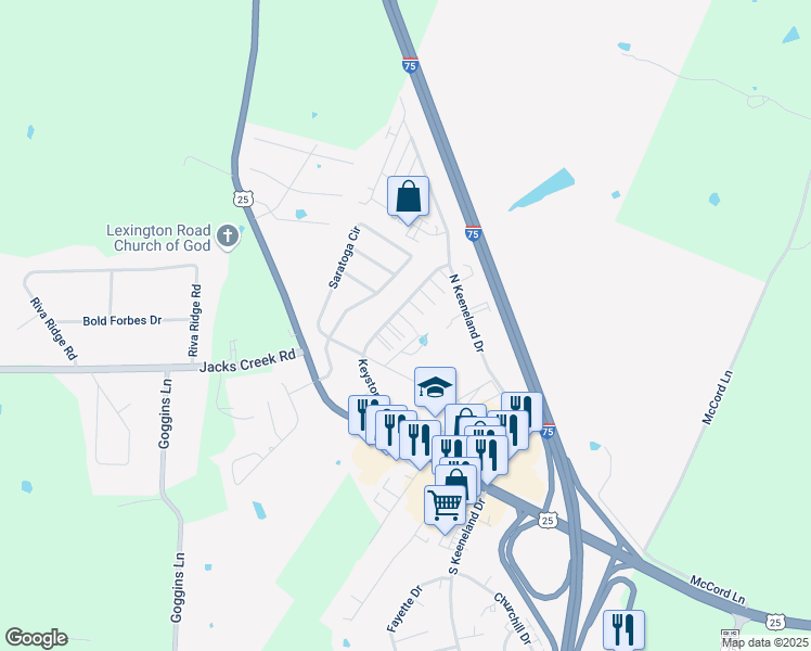 map of restaurants, bars, coffee shops, grocery stores, and more near 207 Keystone Drive in Richmond