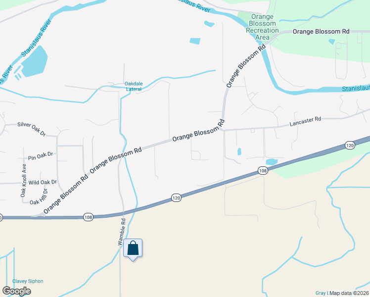 map of restaurants, bars, coffee shops, grocery stores, and more near 12254 Orange Blossom Road in Oakdale