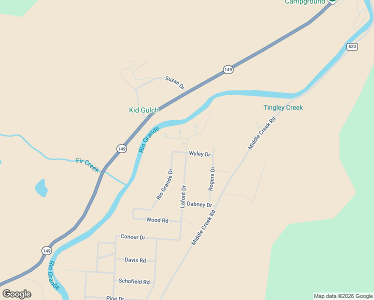 map of restaurants, bars, coffee shops, grocery stores, and more near 159 Lafont Drive in Creede