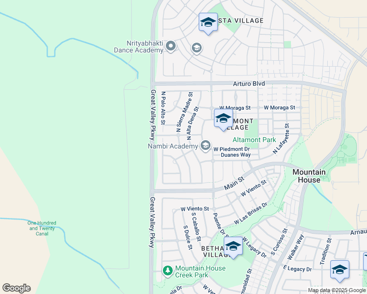 map of restaurants, bars, coffee shops, grocery stores, and more near 176 Sierra Madre Street in Mountain House