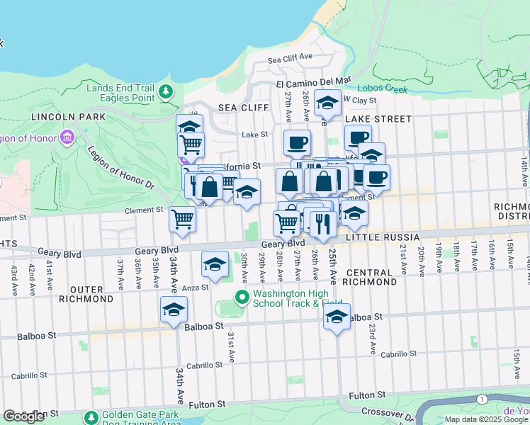 map of restaurants, bars, coffee shops, grocery stores, and more near in San Francisco