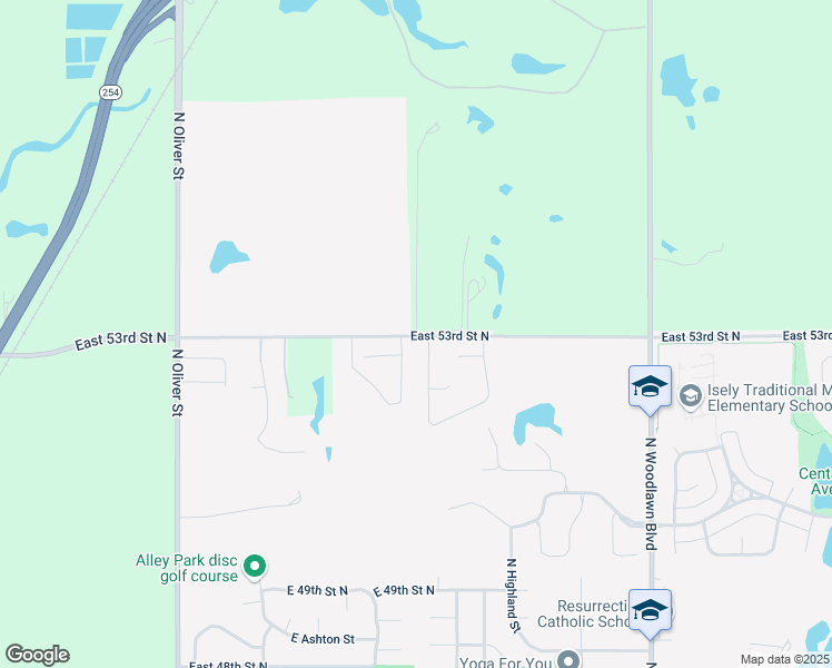 map of restaurants, bars, coffee shops, grocery stores, and more near 5650 East 53rd Street North in Kechi