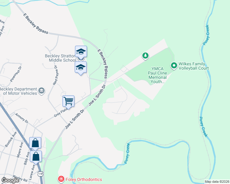 map of restaurants, bars, coffee shops, grocery stores, and more near 99 Stone Circle Road in Beckley