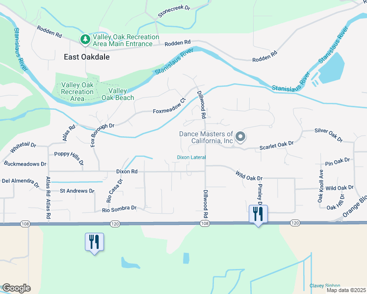 map of restaurants, bars, coffee shops, grocery stores, and more near 9907 Dillwood Road in Oakdale