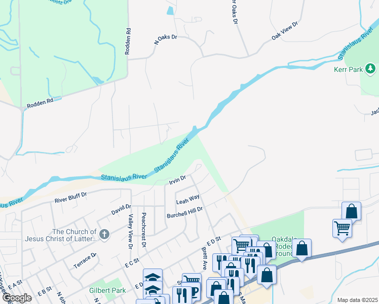 map of restaurants, bars, coffee shops, grocery stores, and more near 5 Valley View Drive in Oakdale