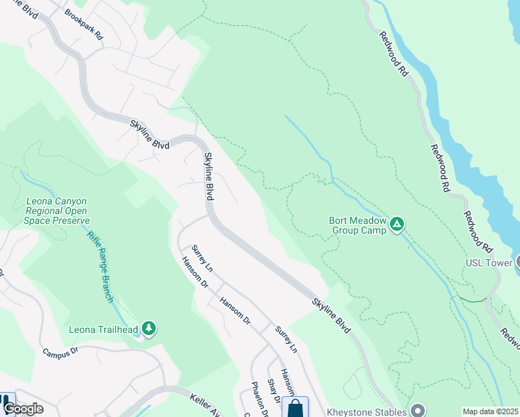 map of restaurants, bars, coffee shops, grocery stores, and more near 90 Skyway Lane in Oakland