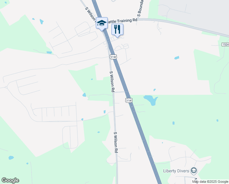 map of restaurants, bars, coffee shops, grocery stores, and more near 4320 South Wilson Road in Elizabethtown