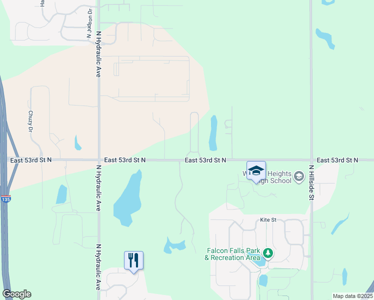 map of restaurants, bars, coffee shops, grocery stores, and more near 2260-3182 East 53rd Street North in Park City