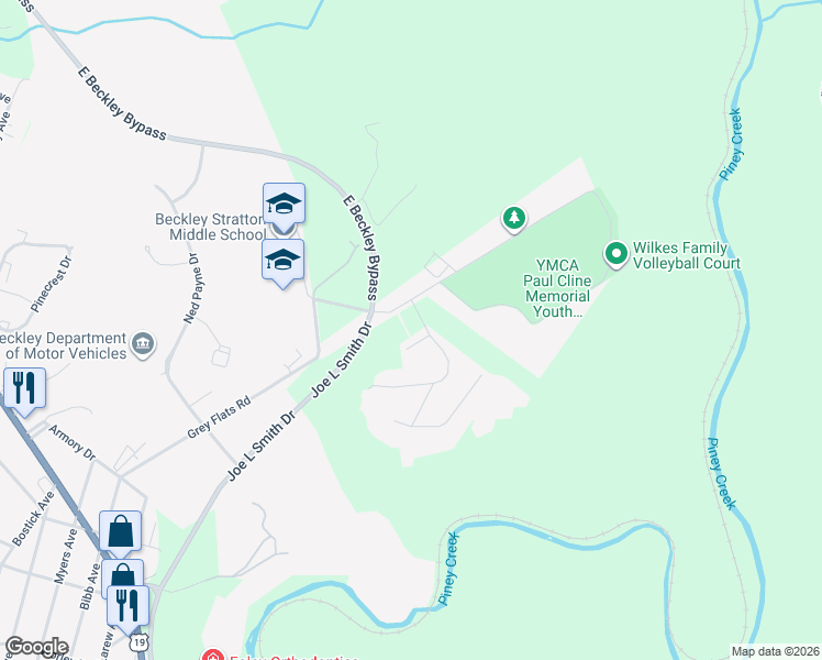 map of restaurants, bars, coffee shops, grocery stores, and more near 1-99 Stone Circle Rd in Beckley