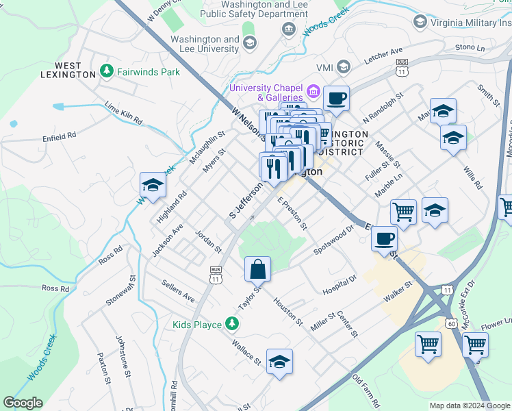 map of restaurants, bars, coffee shops, grocery stores, and more near 317 South Main Street in Lexington