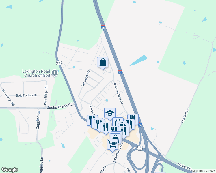 map of restaurants, bars, coffee shops, grocery stores, and more near 223 Keystone Drive in Richmond