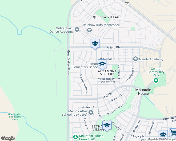 map of restaurants, bars, coffee shops, grocery stores, and more near 579 Pasadena Avenue in Tracy