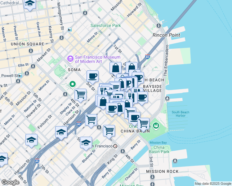 map of restaurants, bars, coffee shops, grocery stores, and more near 522-524 2nd Street in San Francisco