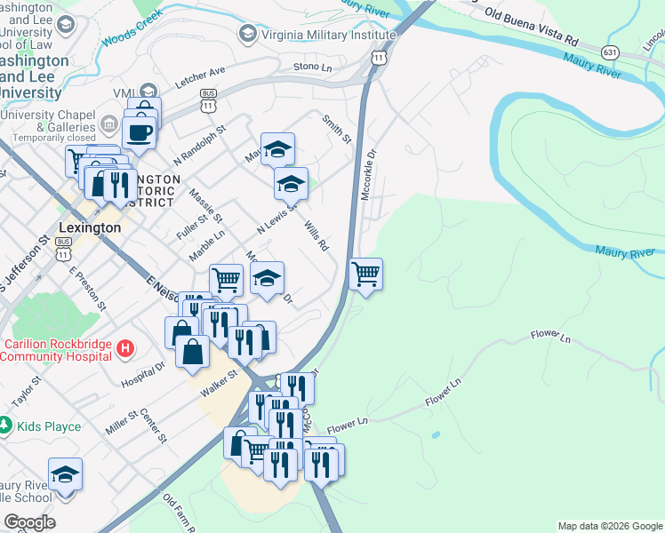 map of restaurants, bars, coffee shops, grocery stores, and more near 217 Donald Street in Lexington