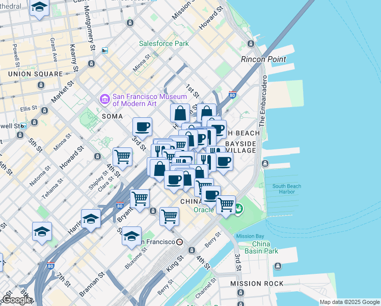map of restaurants, bars, coffee shops, grocery stores, and more near 522-524 2nd Street in San Francisco