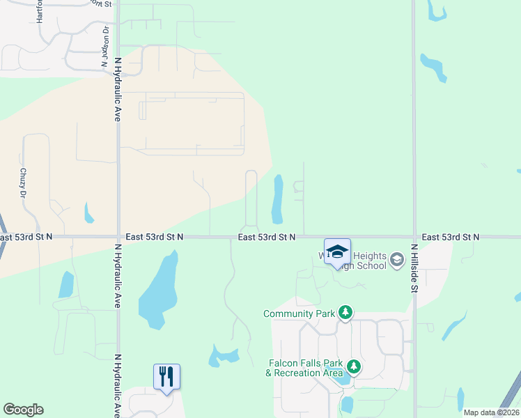 map of restaurants, bars, coffee shops, grocery stores, and more near 2260-3182 East 53rd Street North in Park City