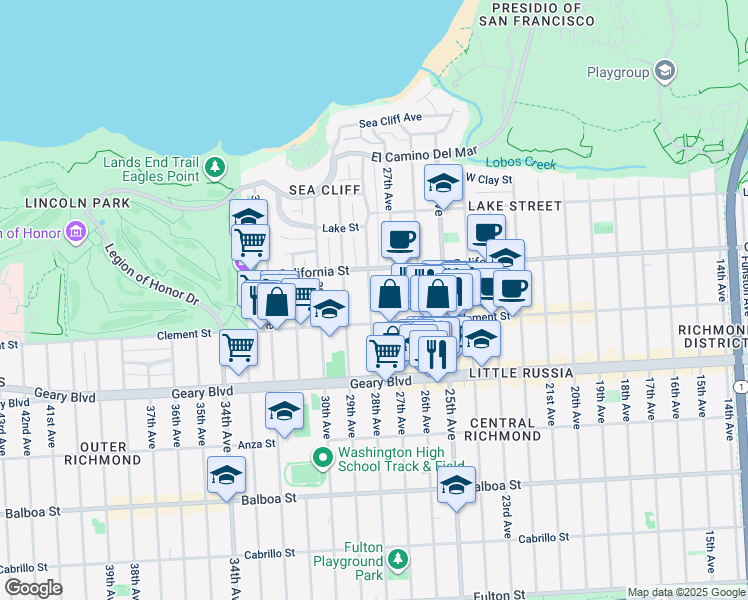map of restaurants, bars, coffee shops, grocery stores, and more near in San Francisco