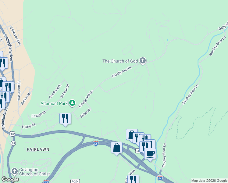 map of restaurants, bars, coffee shops, grocery stores, and more near 1101 Brookhaven Drive in Covington