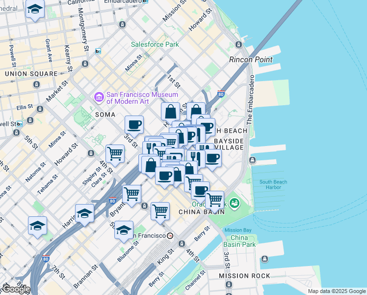 map of restaurants, bars, coffee shops, grocery stores, and more near 522-524 2nd Street in San Francisco