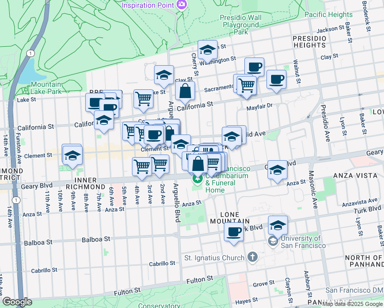 map of restaurants, bars, coffee shops, grocery stores, and more near in San Francisco