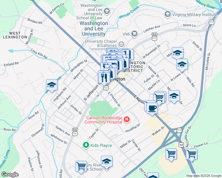 map of restaurants, bars, coffee shops, grocery stores, and more near in Lexington