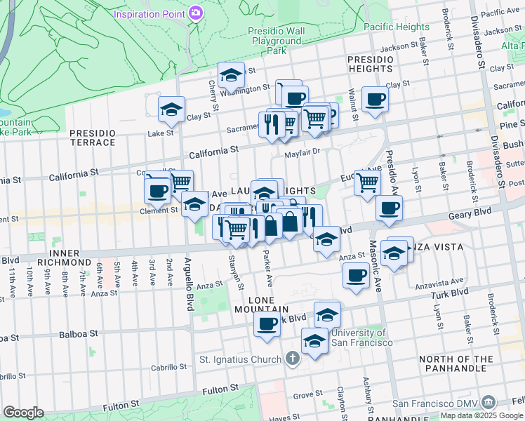 map of restaurants, bars, coffee shops, grocery stores, and more near in San Francisco