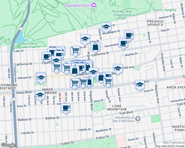 map of restaurants, bars, coffee shops, grocery stores, and more near in San Francisco
