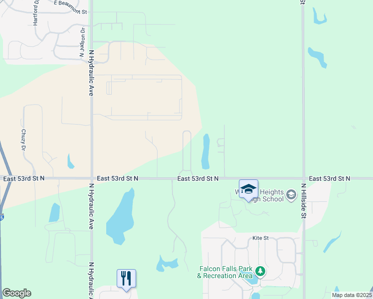 map of restaurants, bars, coffee shops, grocery stores, and more near 2260-3182 East 53rd Street North in Park City