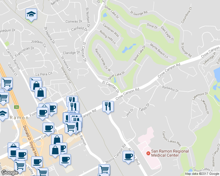 map of restaurants, bars, coffee shops, grocery stores, and more near 2228 Oneida Circle in Danville