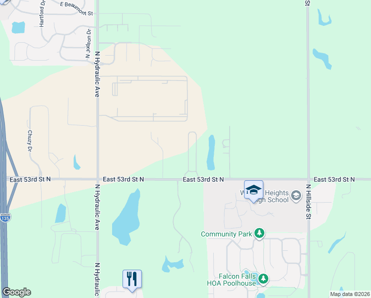 map of restaurants, bars, coffee shops, grocery stores, and more near 2260-3182 East 53rd Street North in Park City