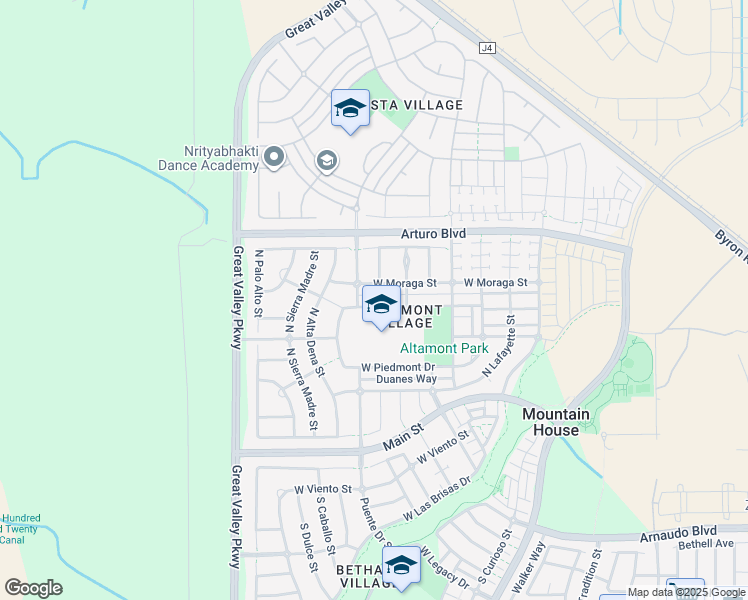 map of restaurants, bars, coffee shops, grocery stores, and more near 477 West Saint Francis Avenue in Mountain House
