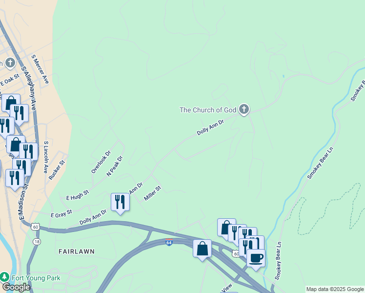 map of restaurants, bars, coffee shops, grocery stores, and more near 1005 East Dolly Ann Drive in Covington