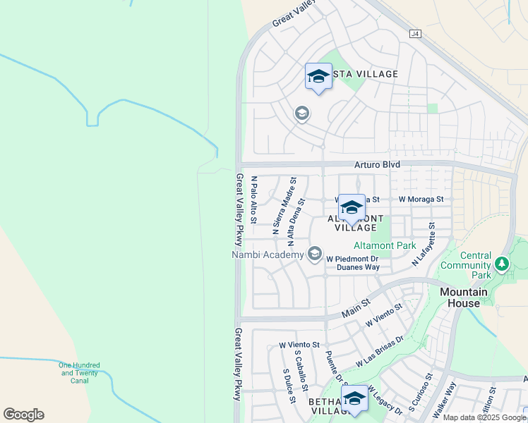 map of restaurants, bars, coffee shops, grocery stores, and more near 308 Mill Valley Drive in Mountain House