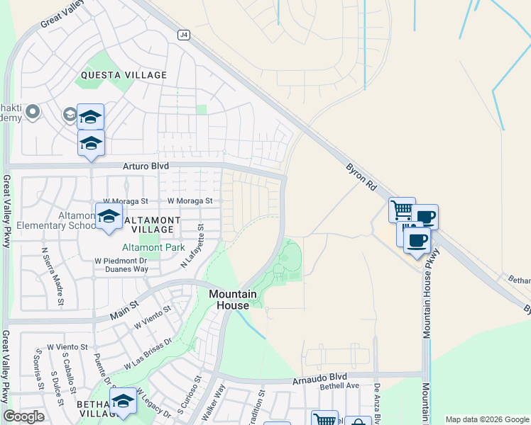 map of restaurants, bars, coffee shops, grocery stores, and more near 350 Estes Way in Acampo