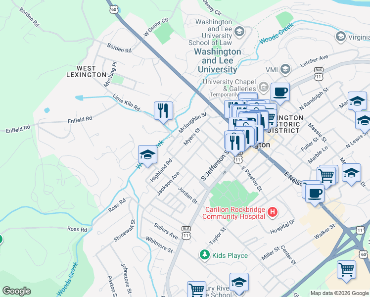 map of restaurants, bars, coffee shops, grocery stores, and more near 318 Myers Street in Lexington